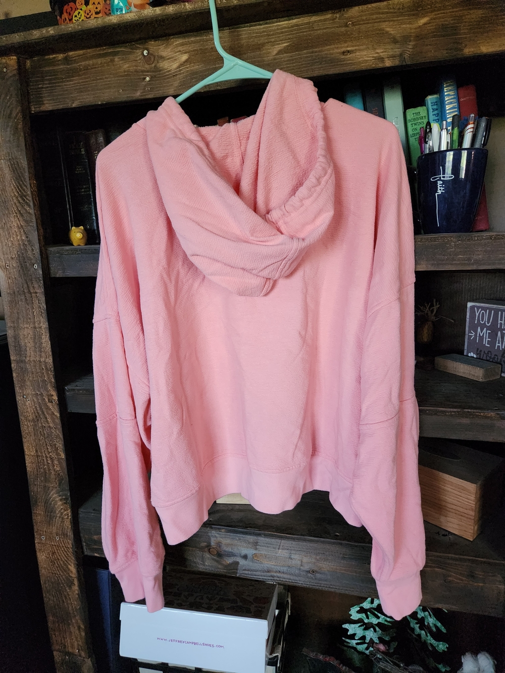 aerie Pink Cropped Half-Zip Hooded Sweatshirt - Picture 3 of 3